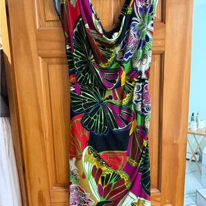 Vibrant Multicolor Butterfly Print Dress